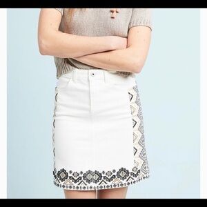 Anthropologie PILCRO EMBROIDERED DENIM MINI SKIRT